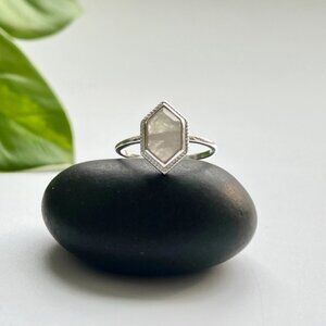 Faceted Moonstone Ring Sterling Silver Geometric Cut Handmade Jewelry